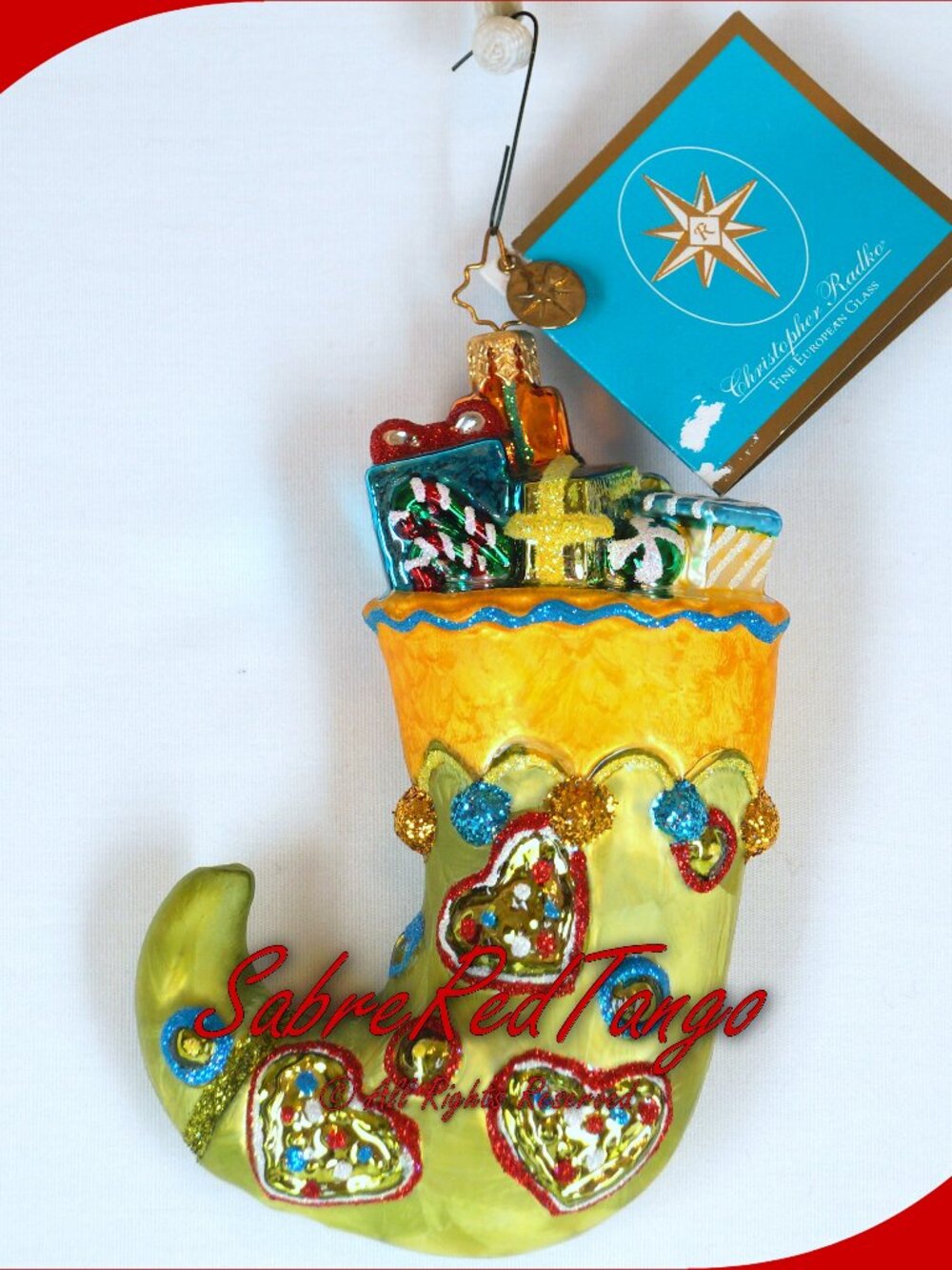 🎄Christopher Radko Glass Ornament Long On Christmas Sultan Stocking #1013283